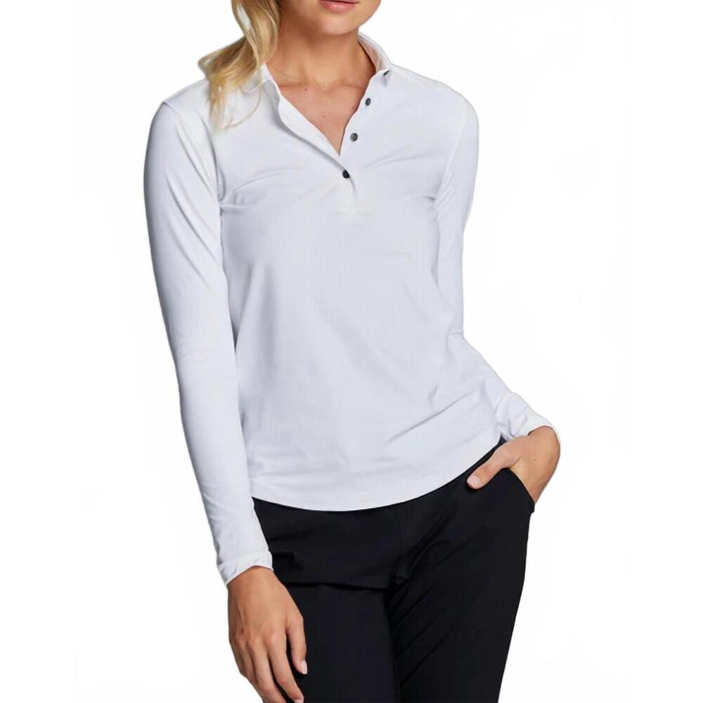 NEW GREYSON CLOTHIERS scarlett long sleeve polo in white